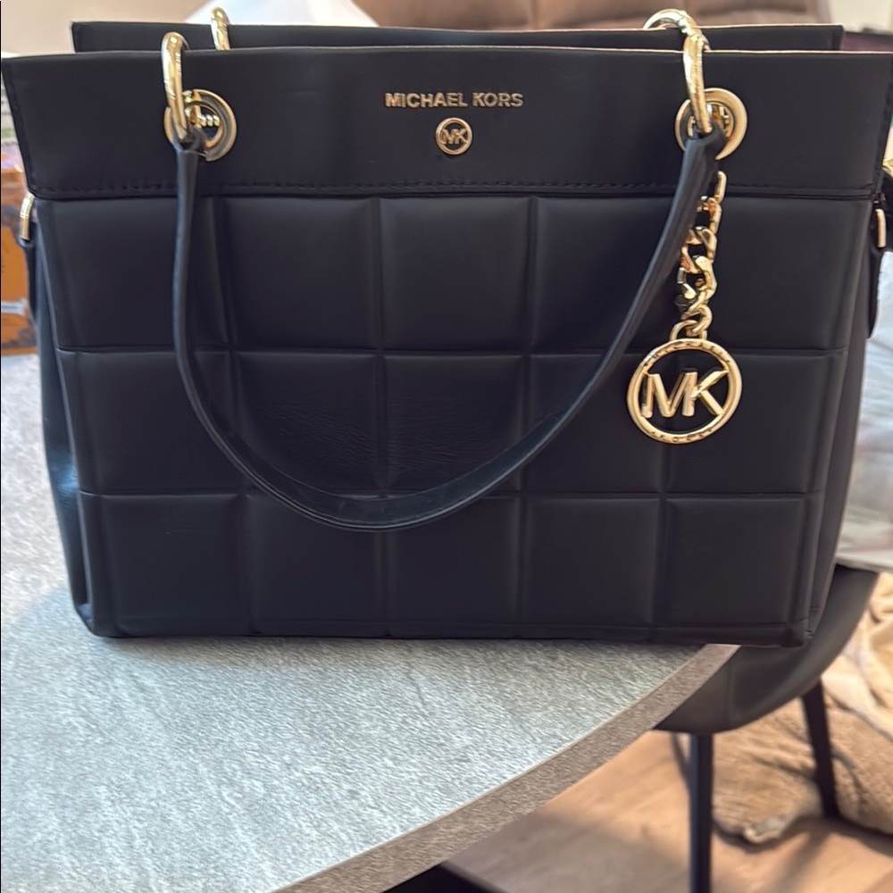 Michael Kors Black and Gold Quilted Tote